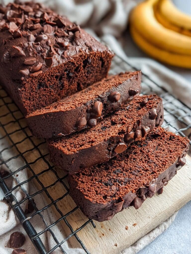 CHOCOLATE PROTEIN BANANA BREAD (VEGAN)