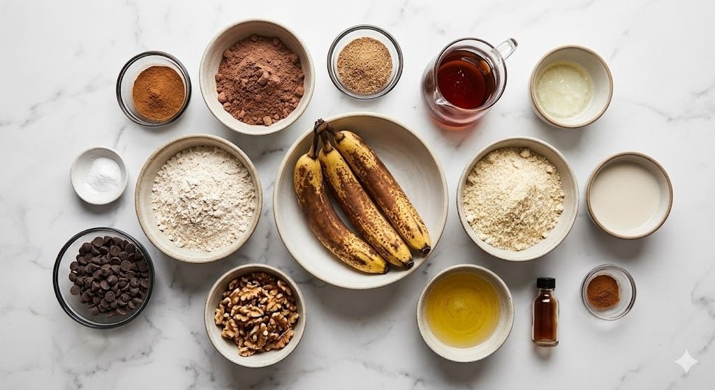 CHOCOLATE PROTEIN BANANA BREAD (VEGAN)