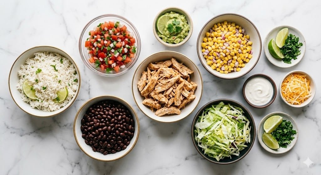 High Protein Chicken Burrito Bowls