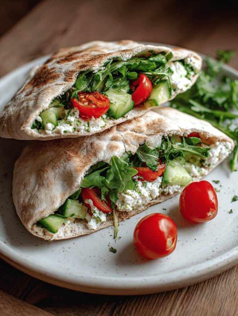 High Protein Cottage Cheese and Veggie Stuffed Pita Pockets