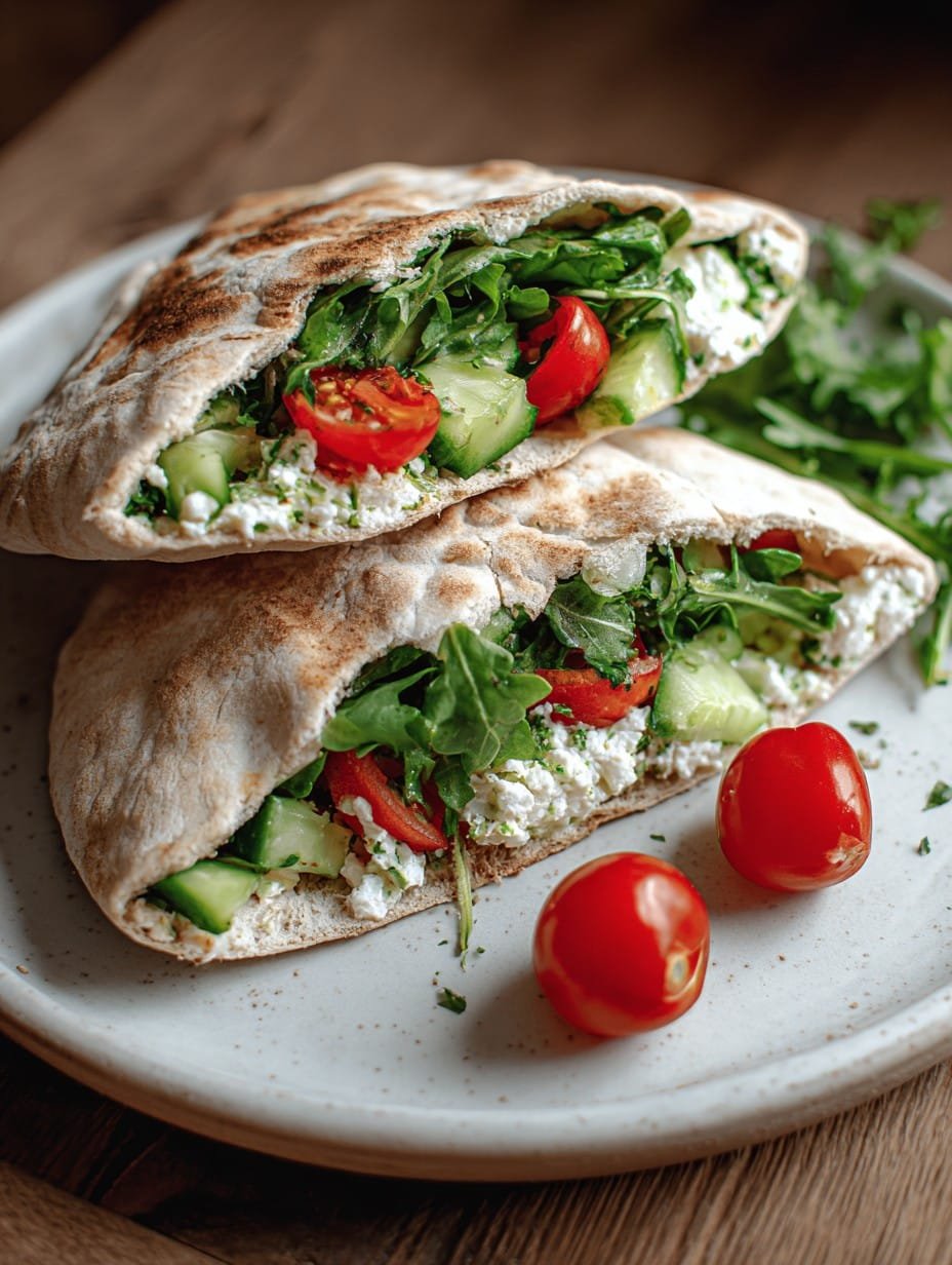 High Protein Cottage Cheese and Veggie Stuffed Pita Pockets