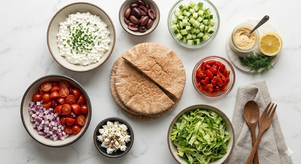High Protein Cottage Cheese and Veggie Stuffed Pita Pockets