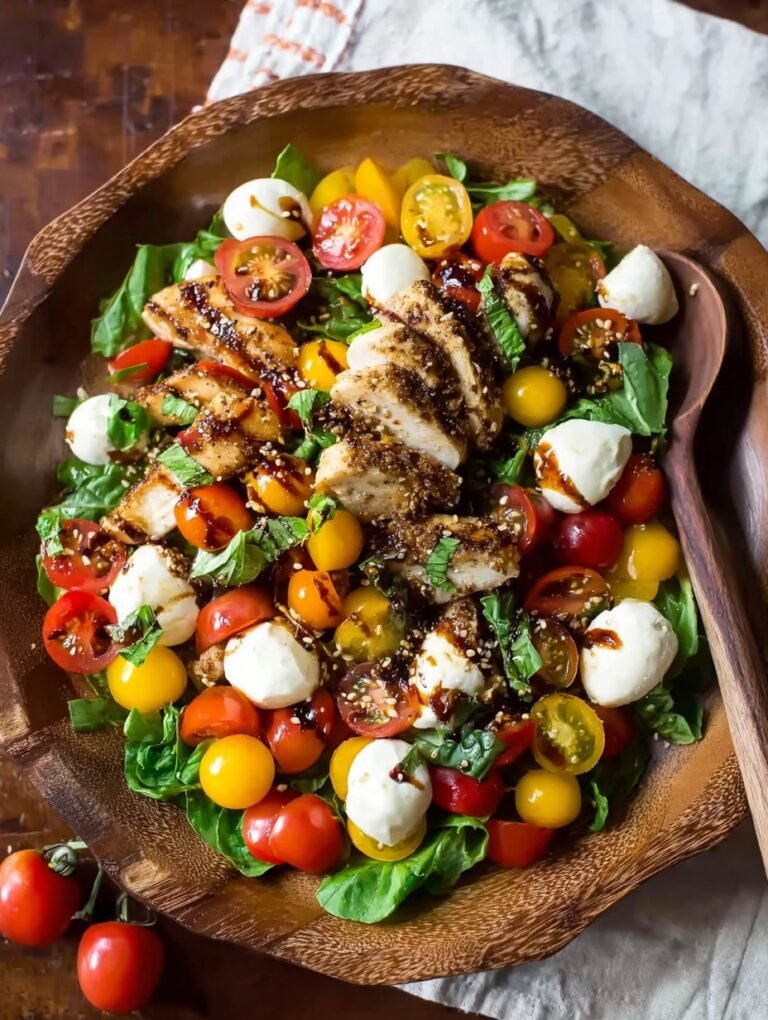 High Protein Grilled Chicken Caprese Salad