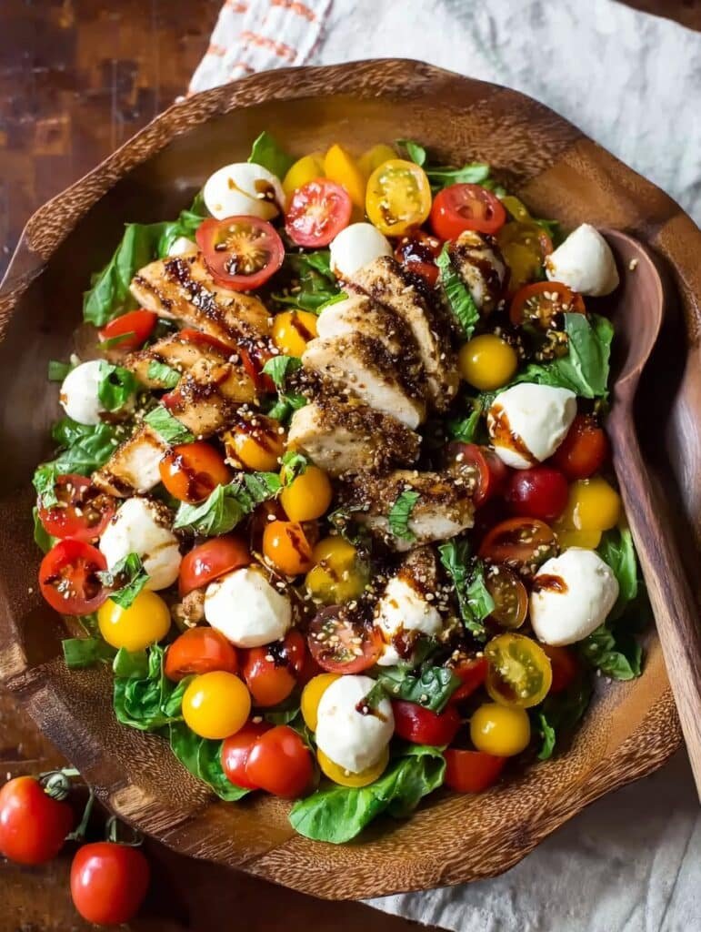 High Protein Grilled Chicken Caprese Salad