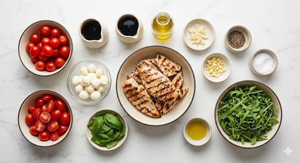 High Protein Grilled Chicken Caprese Salad