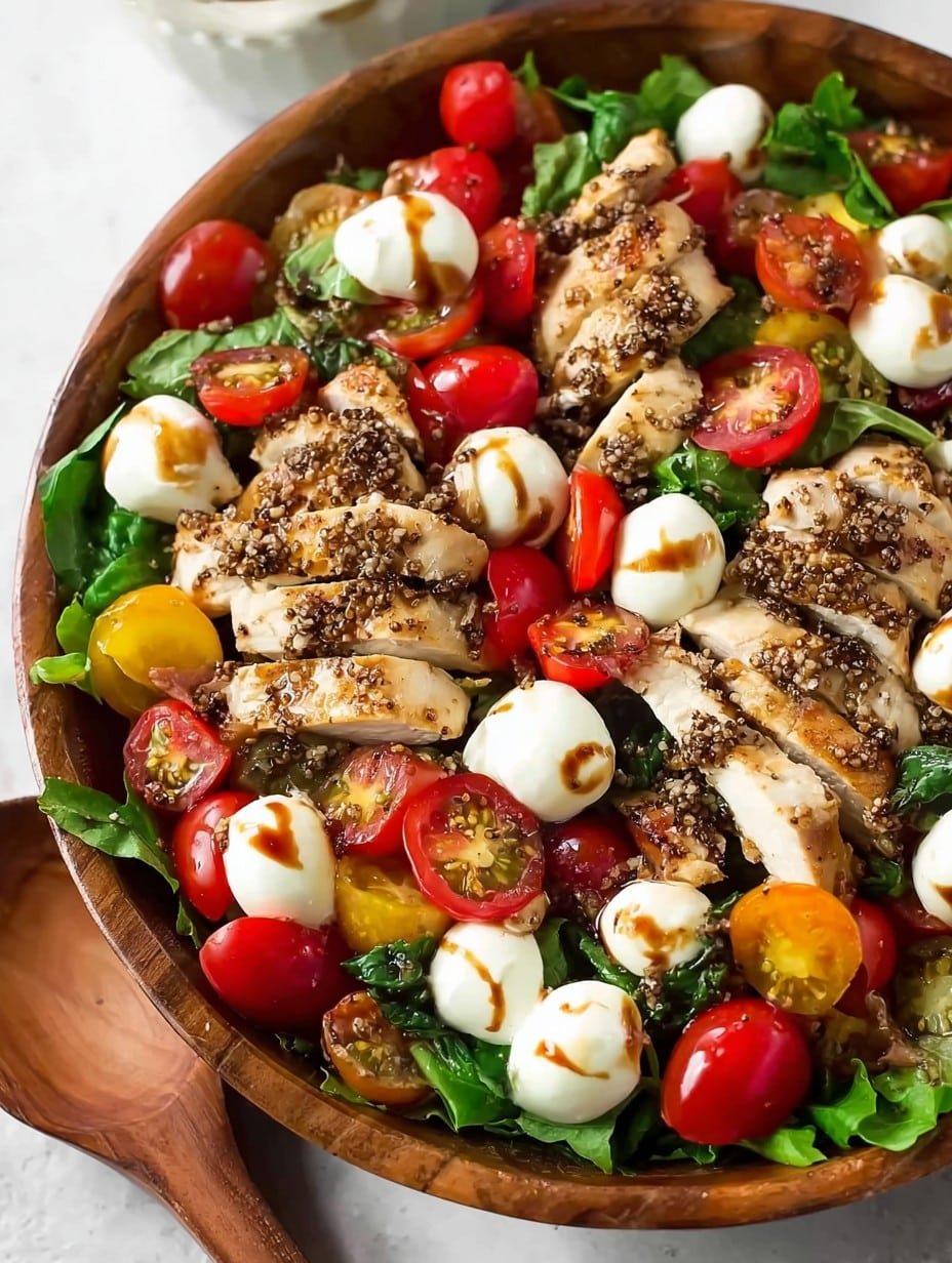 High Protein Grilled Chicken Caprese Salad