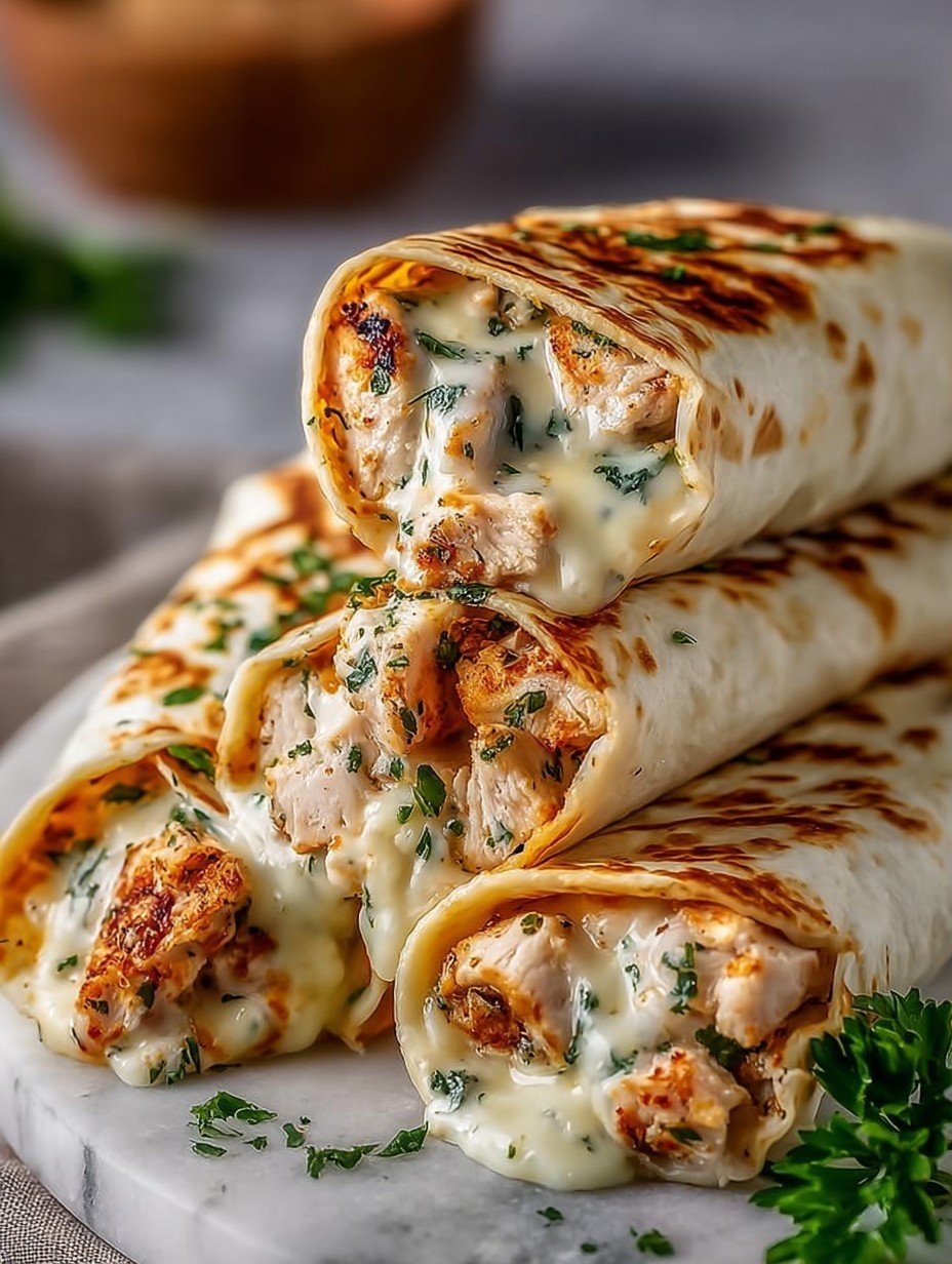 Low Carb Cheesy Garlic Chicken Wraps Recipe