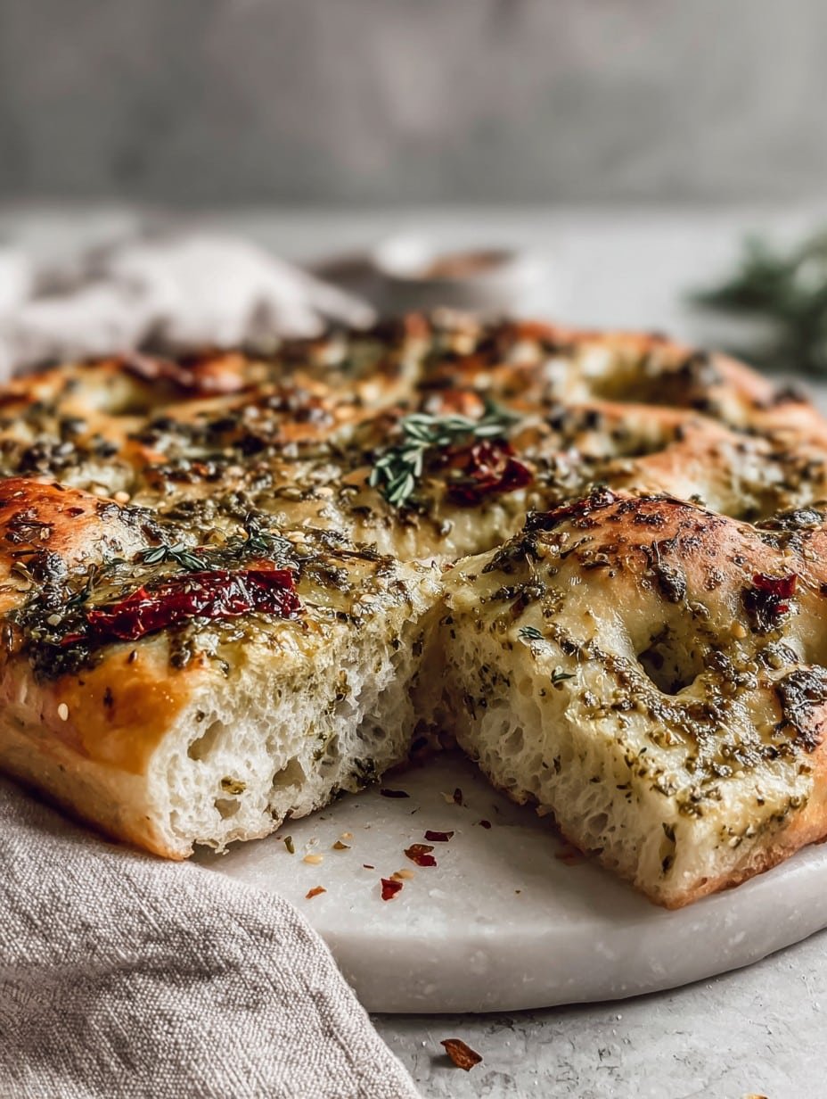 Pesto Sourdough Focaccia