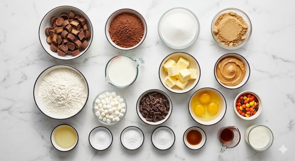 Reese’s Chocolate Peanut Butter Cup Earthquake Cake