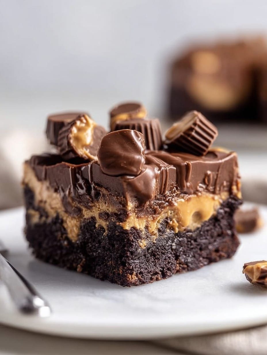 Reese’s Chocolate Peanut Butter Cup Earthquake Cake