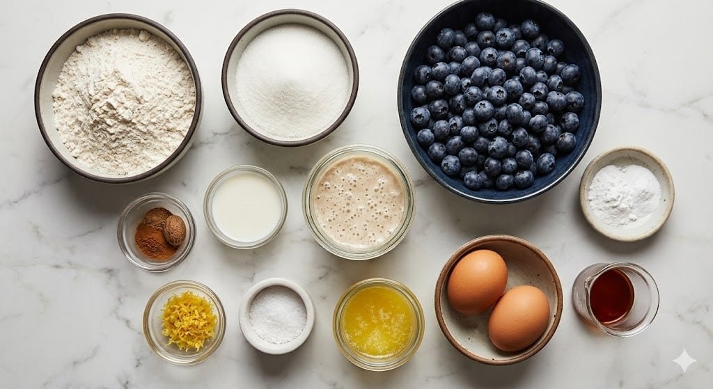 Sourdough Blueberry Muffins