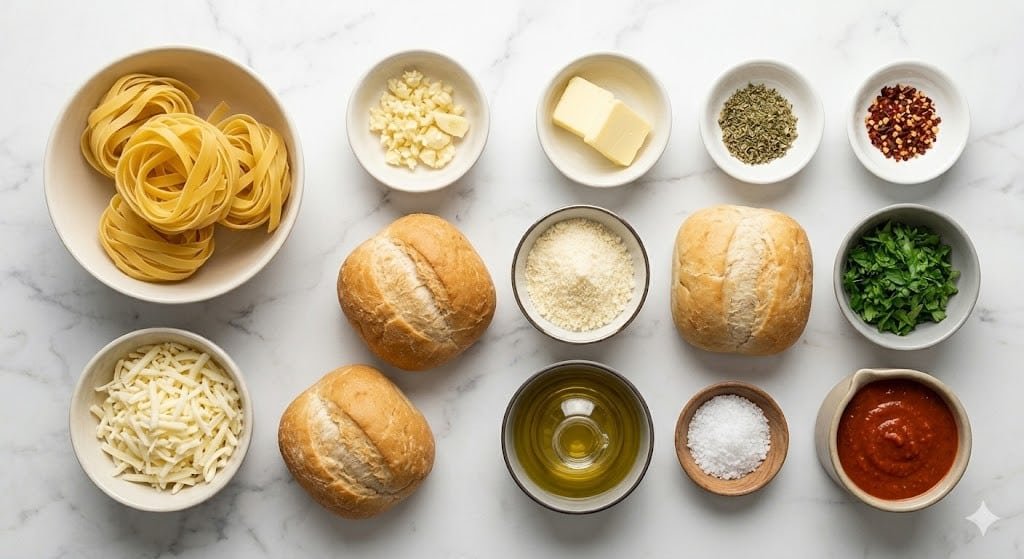 Spaghetti Garlic Bread Bowls