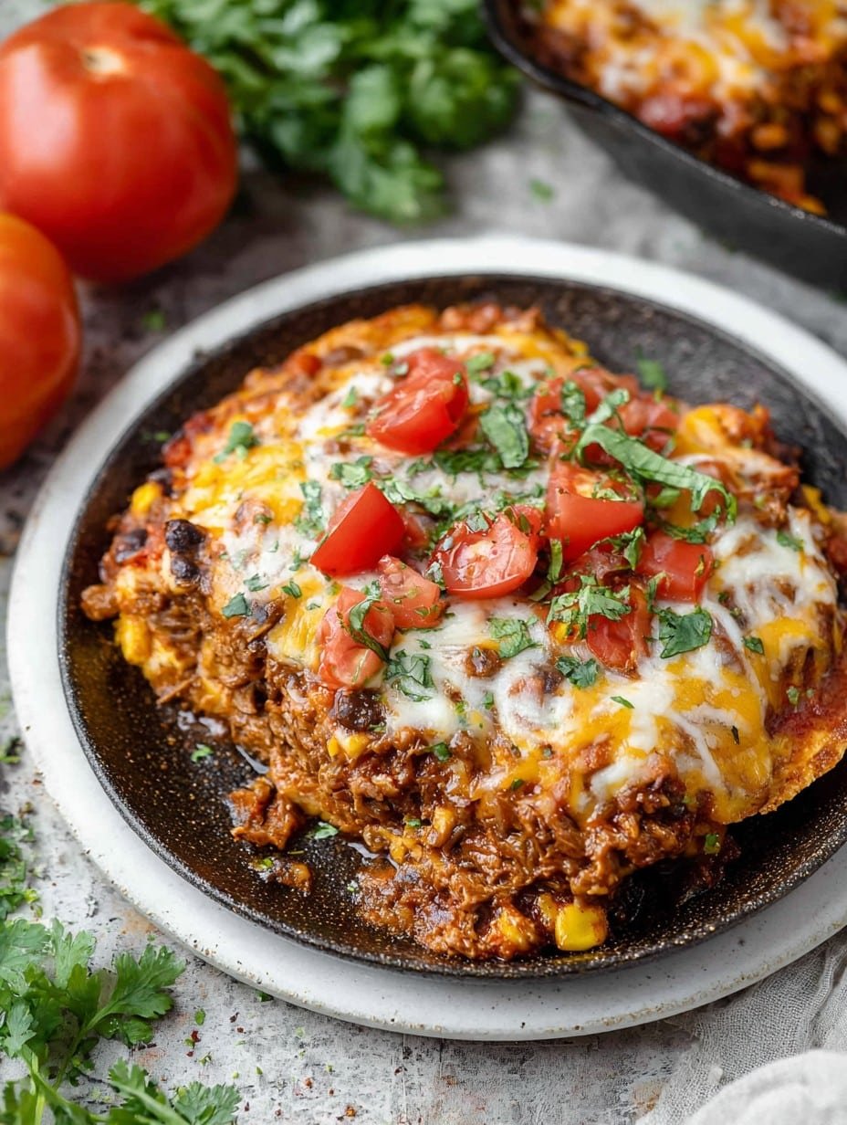 Beef Enchilada Casserole with Corn Tortillas