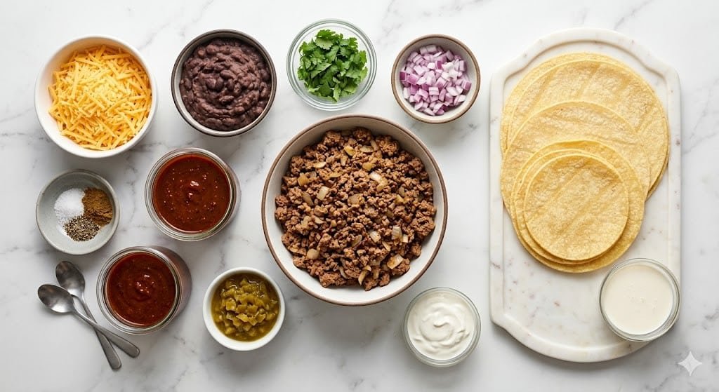 Beef Enchilada Casserole with Corn Tortillas