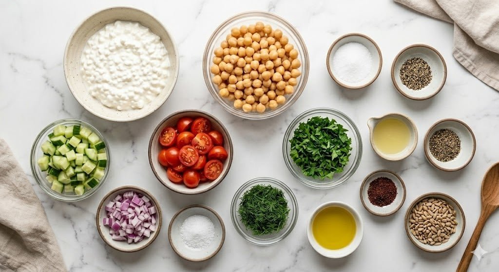 Cottage Cheese & Chickpea Salad Bowl