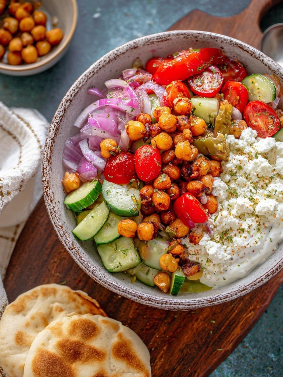 Cottage Cheese & Chickpea Salad Bowl