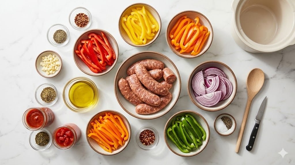 Crockpot Sausage & Peppers