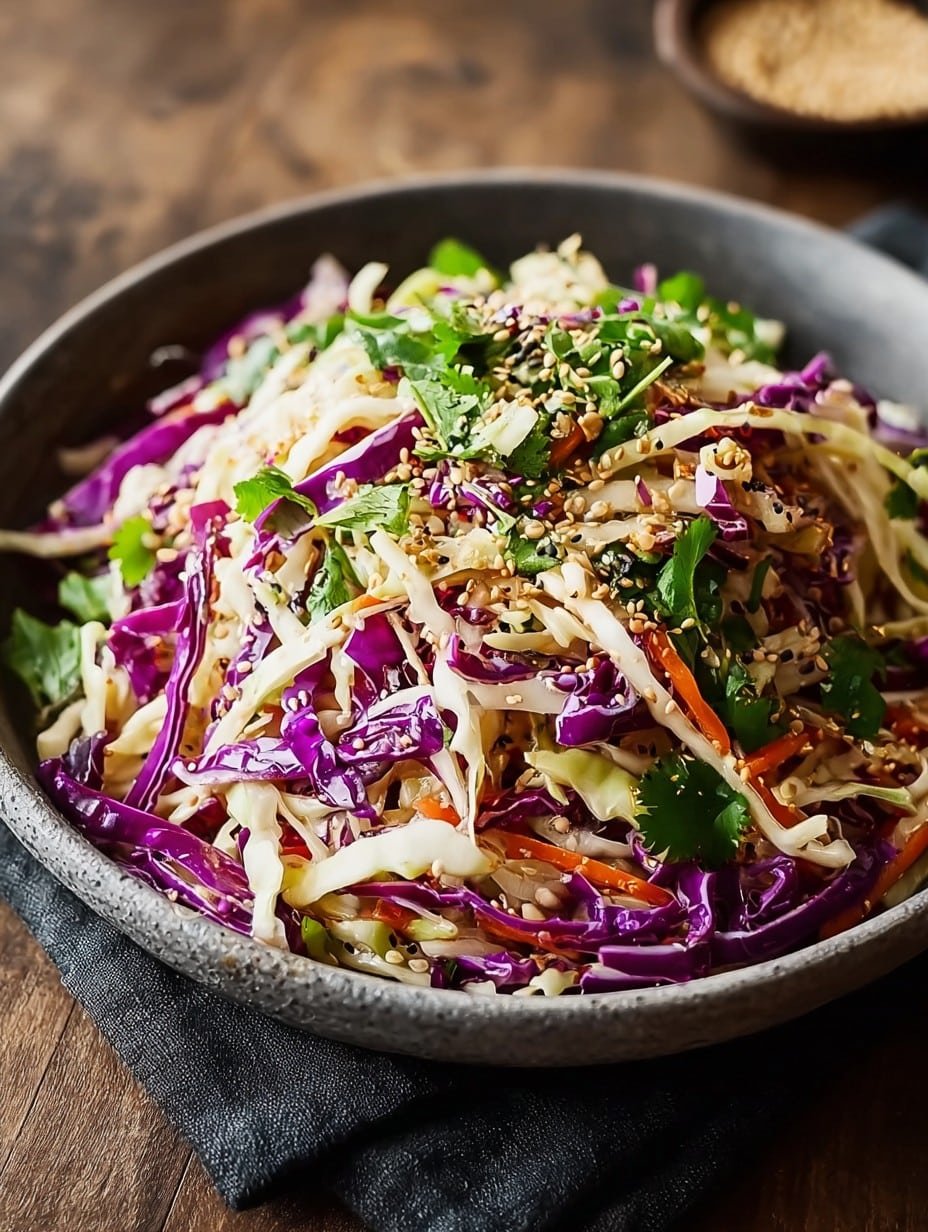 Crunchy Asian Cabbage Slaw with Addictive Sesame Dressing