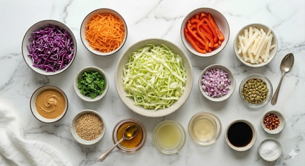 Crunchy Asian Cabbage Slaw with Addictive Sesame Dressing