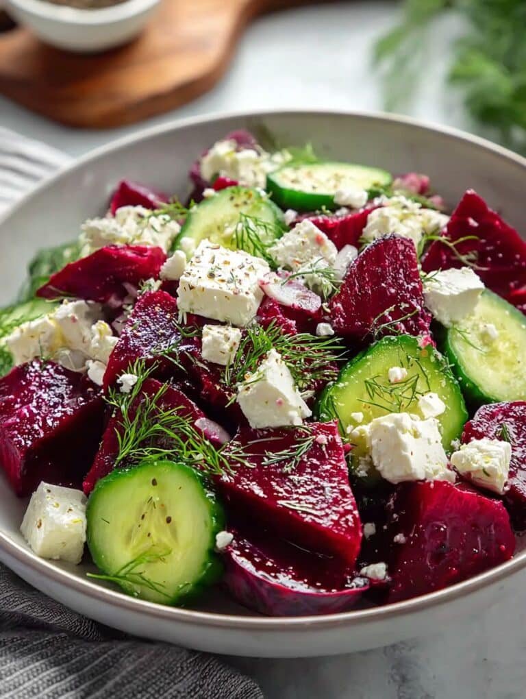 Irresistible Beet Feta Salad with Cucumber and Dill
