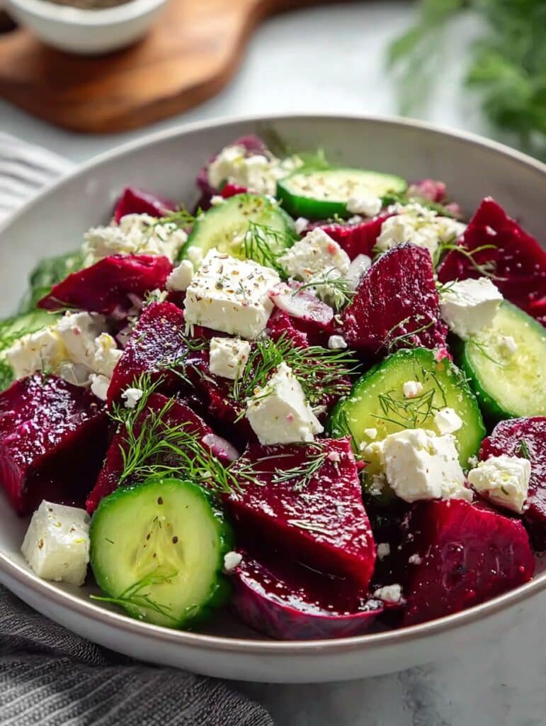 Irresistible Beet Feta Salad with Cucumber and Dill