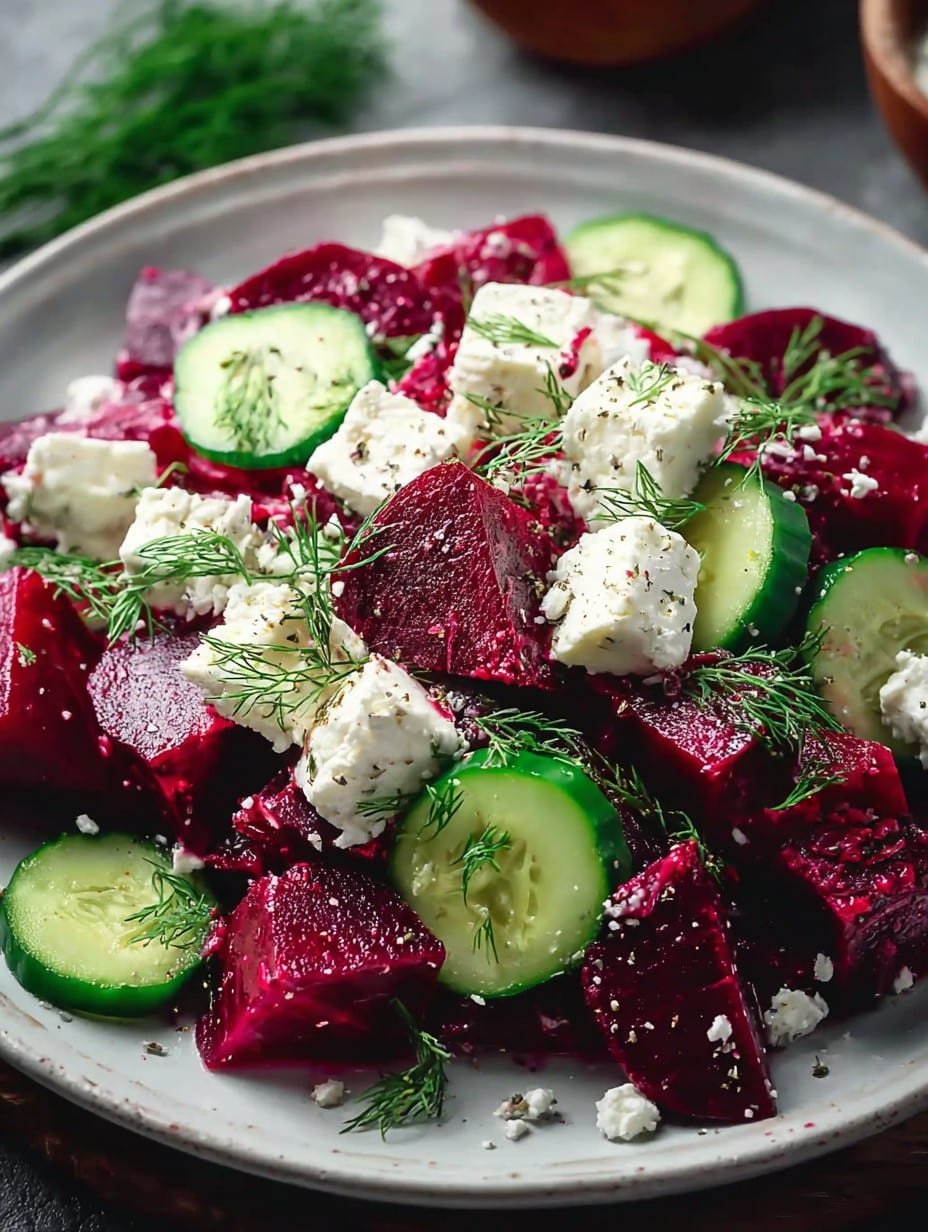 Irresistible Beet Feta Salad with Cucumber and Dill