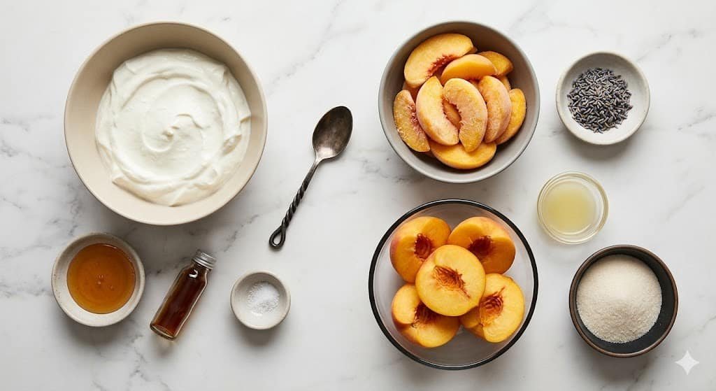 Lavender Frozen Yogurt Peach Halves