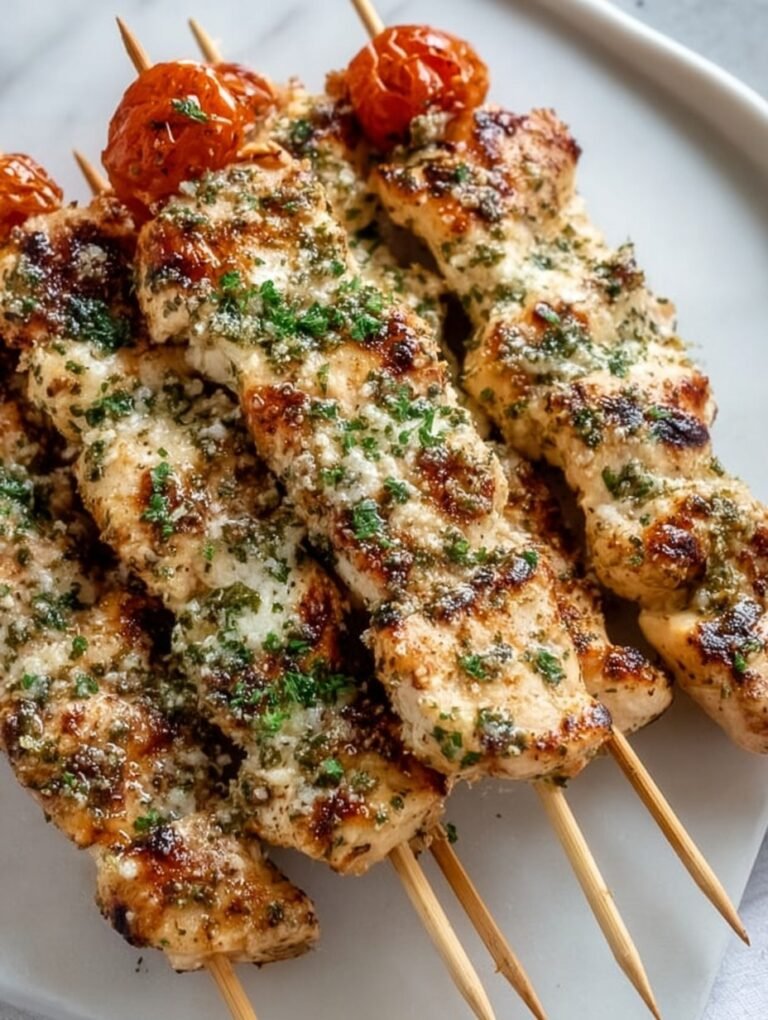 Ranch Garlic Parmesan Chicken Skewers