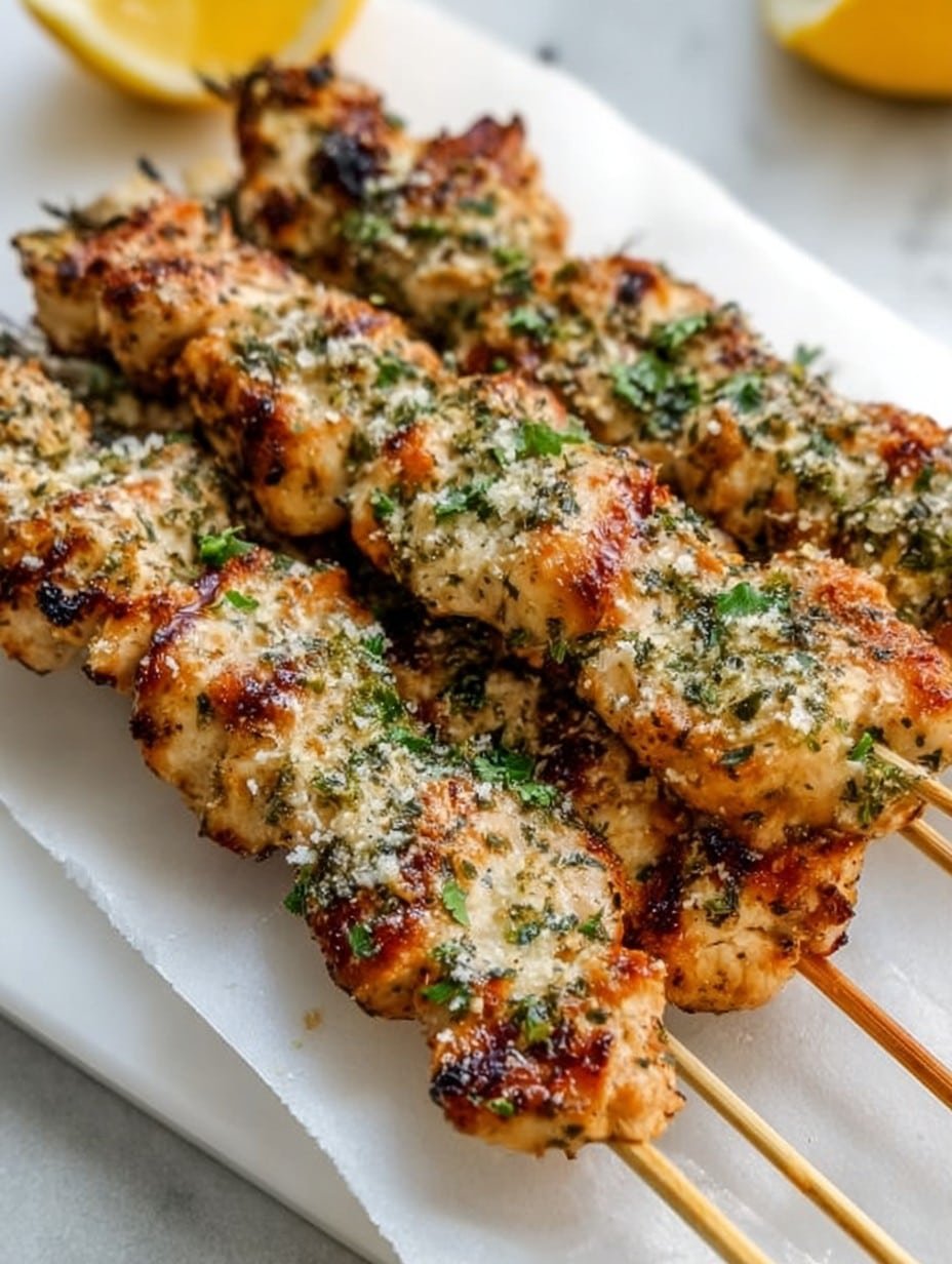 Ranch Garlic Parmesan Chicken Skewers
