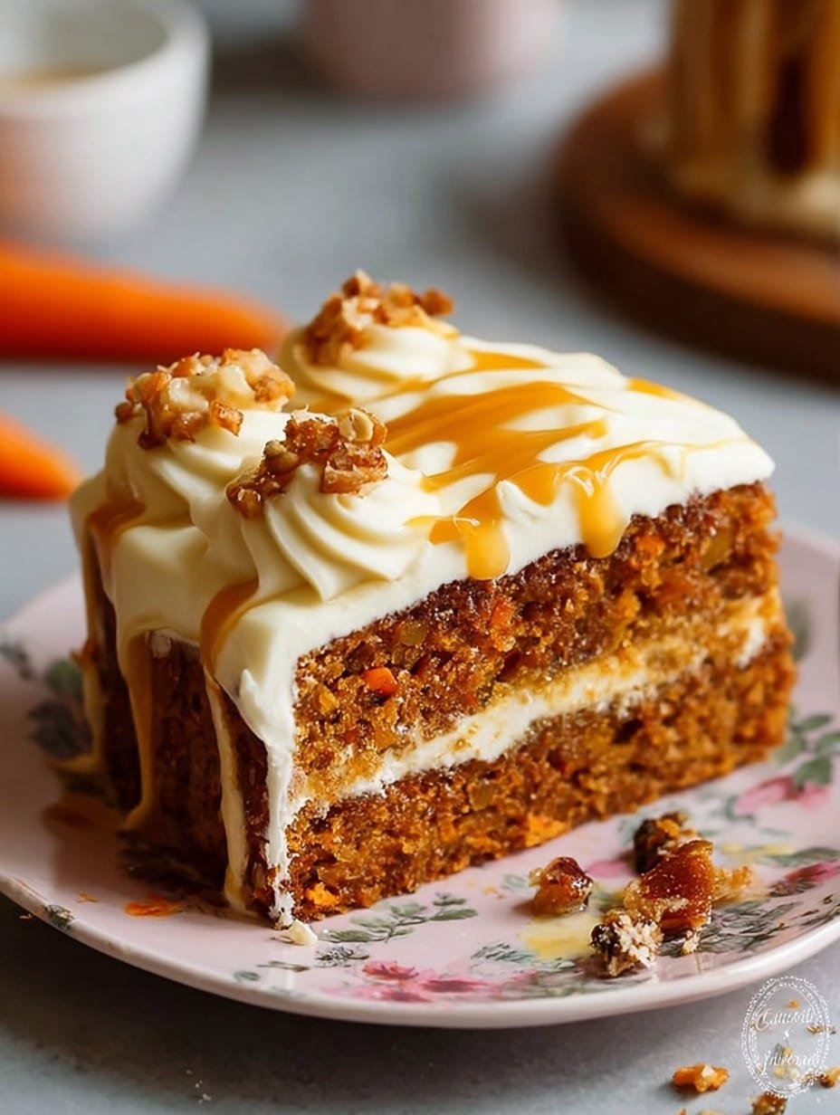 Salted Caramel Carrot Cake with Cream Cheese Frosting