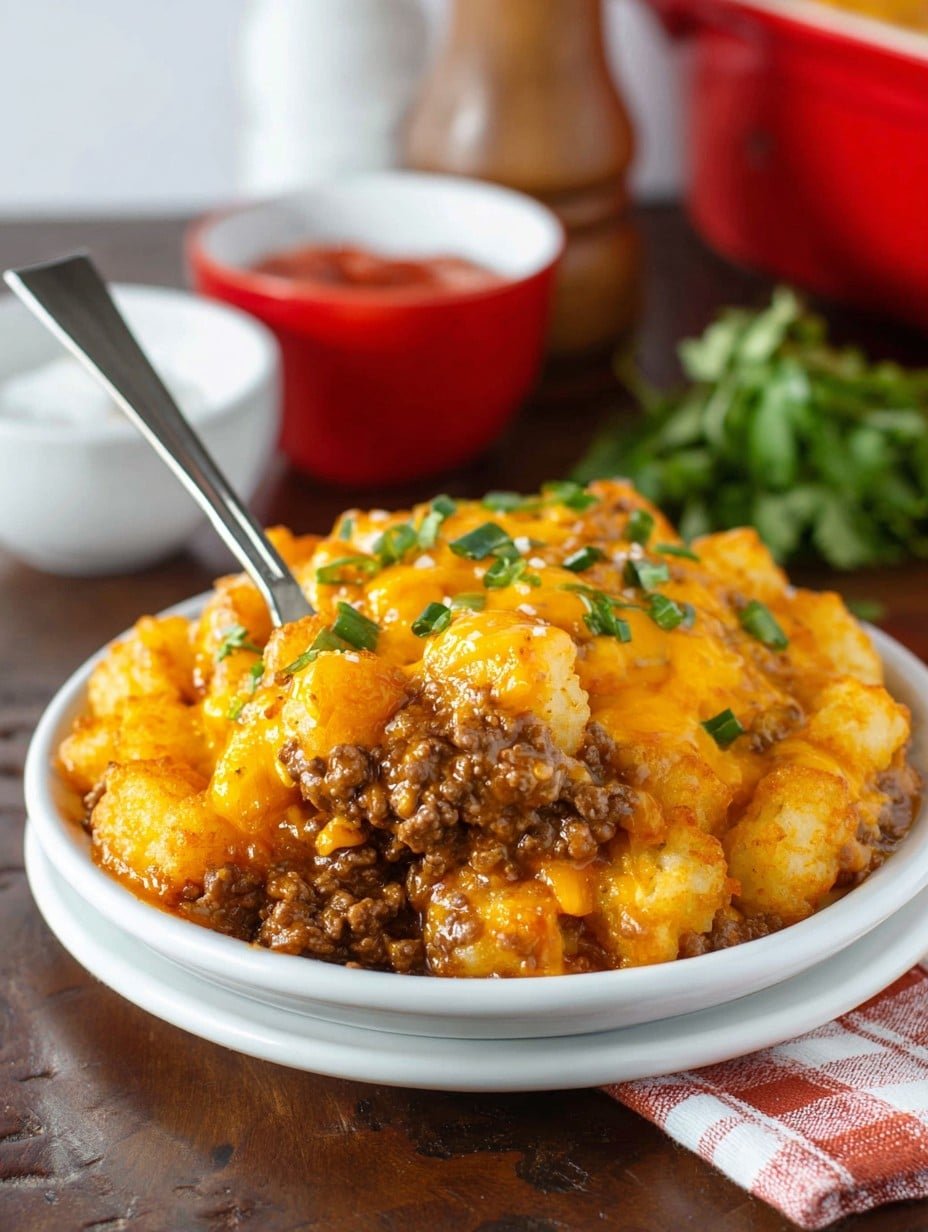 Slow Cooker Ground Beef Tater Tot Casserole