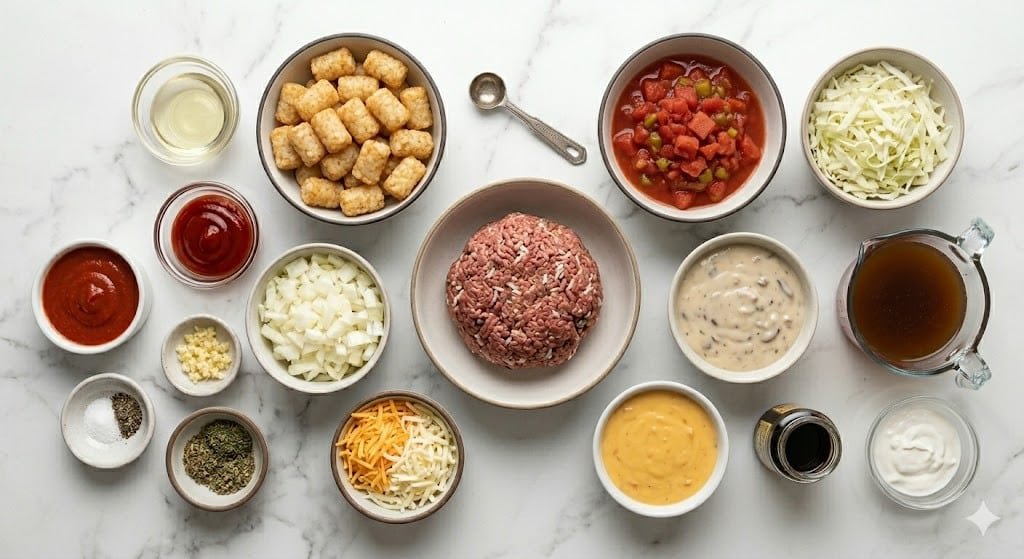 Slow Cooker Ground Beef Tater Tot Casserole